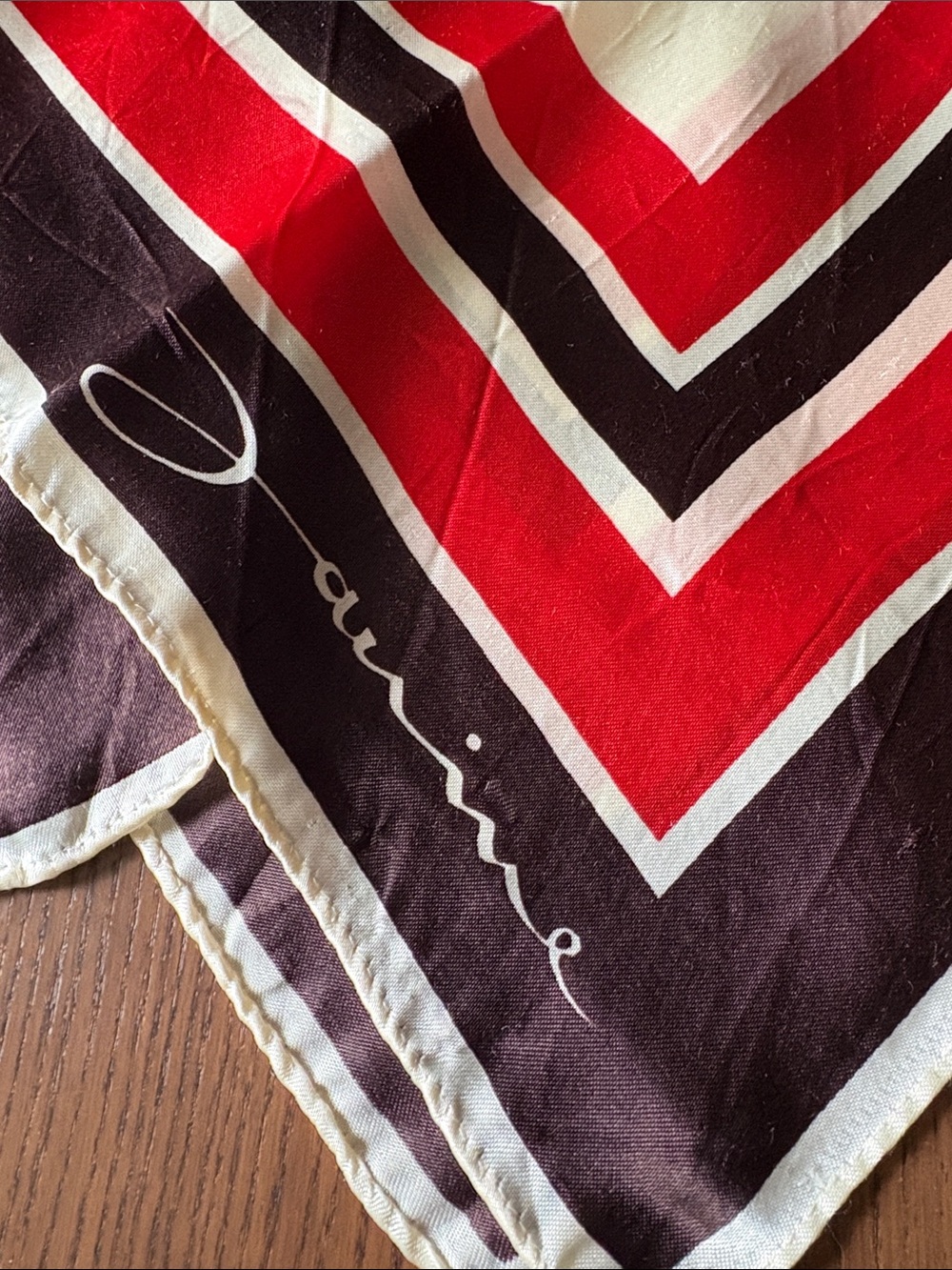 JANINE - Silky 70s Geometric Print Scarf in Red, Brown & Cream - Designer Style - Picture 2 of 6